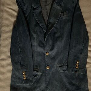 Express Navy Blazer with Gold Accents